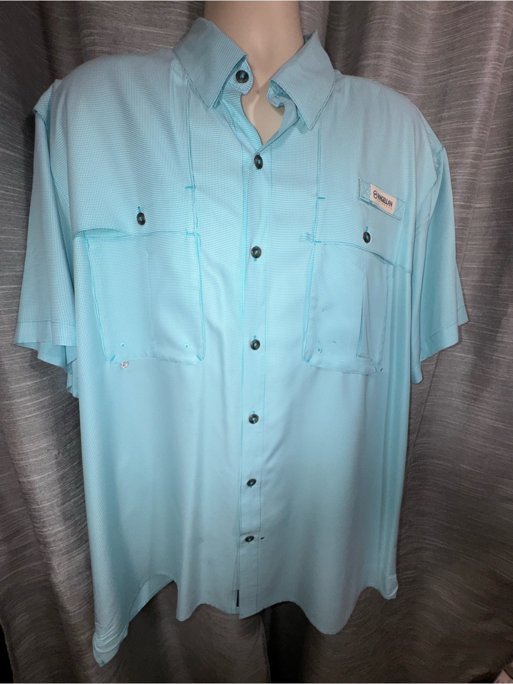 Magellan Aransas Pass Men’s Light Blue Short-Sleeve Button Performance Shirt XL